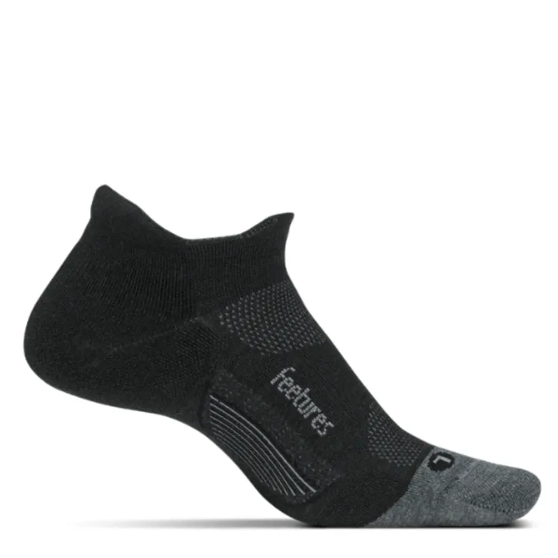Feetures Merino 10 Light Cushion No Show Tab Socks Charcoal